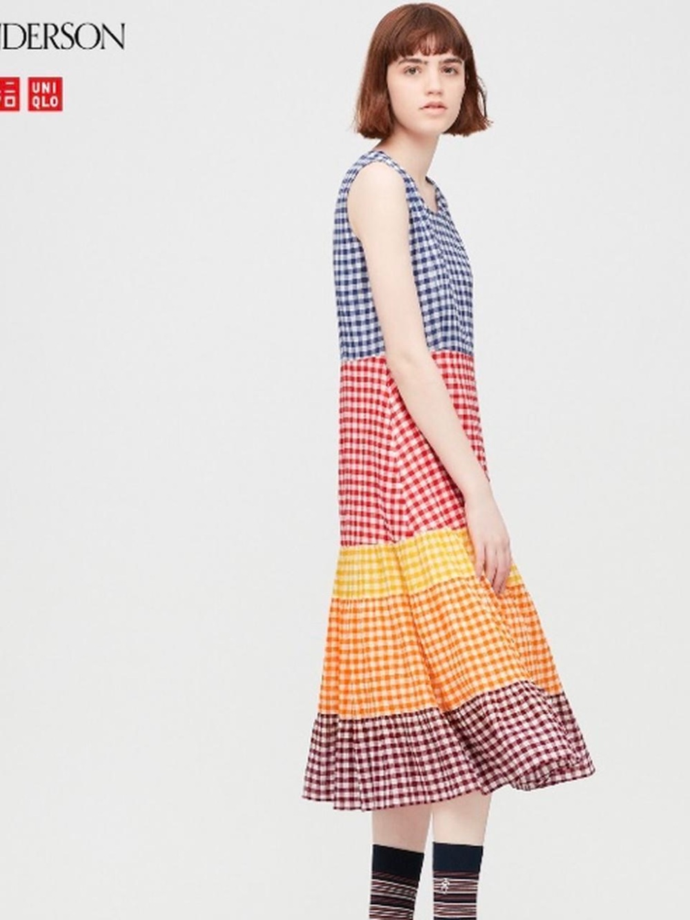 J. W. Anderson x Uniqlo Gingham tiered Maxi Dress
